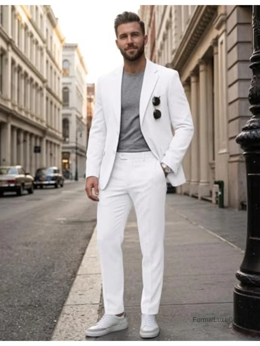 Slim Fit 2-Piece Suit Set with Blazer & Pants, Two Button, Wedding, Prom,